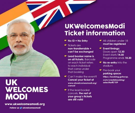 Narendra Modi UK visit 2015: Pics of electric atmosphere at Wembley Stadium for 'UKWelcomesModi' community reception Wembley Stadium's Modi Community Reception Dos and Don'ts for attendees and ticket holders.